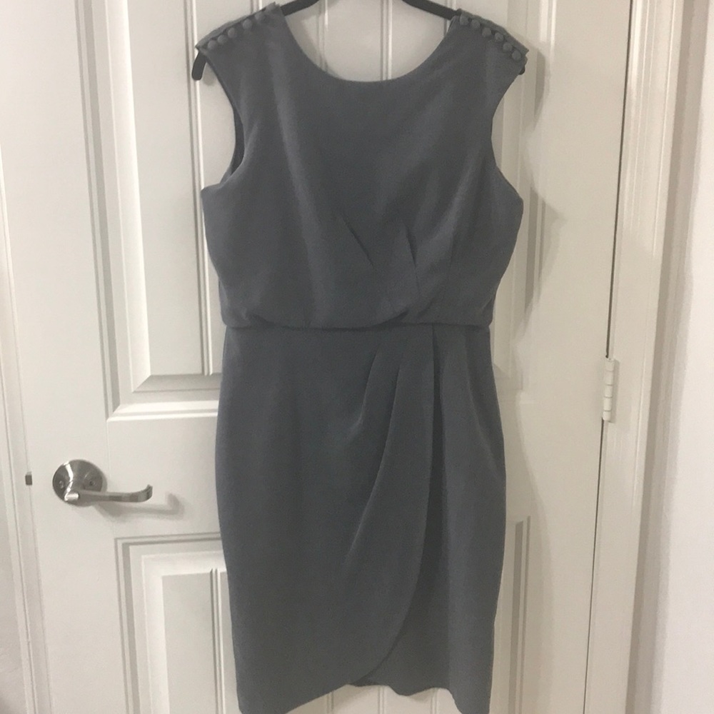Gray sheath dress with gorgeous details